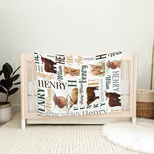 Personalized Cow Print Baby Blanket with Name