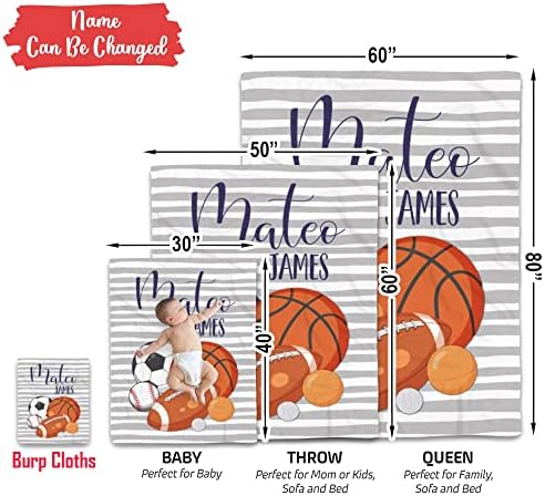 Personalized Sports Blanket with Custom Name Striped
