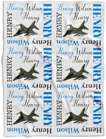 Personalized Military Airplane Baby Blanket with Custom Name