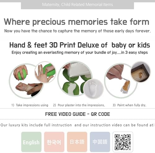 Love Moms Present Baby Hand Footprint Deluxe Casting Kit with Gold Frame