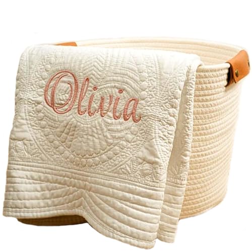 Personalized Baby Quilt Blanket with Monogram and Embroidered Name