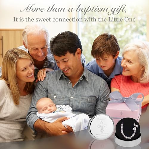Baptism Cross Bracelet with Cultured Pearls and Keepsake Box