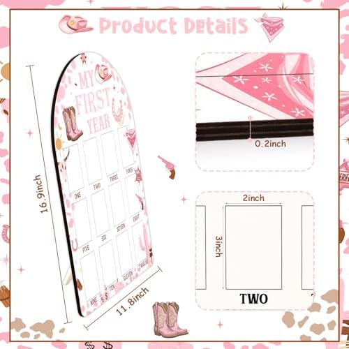 Western Cowgirl First Year Photo Frame Pink 1
