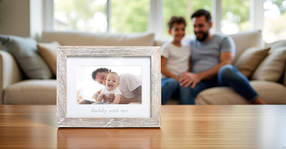Pearhead Daddy Me Baby Picture Frame - 4x6 Wood Frame