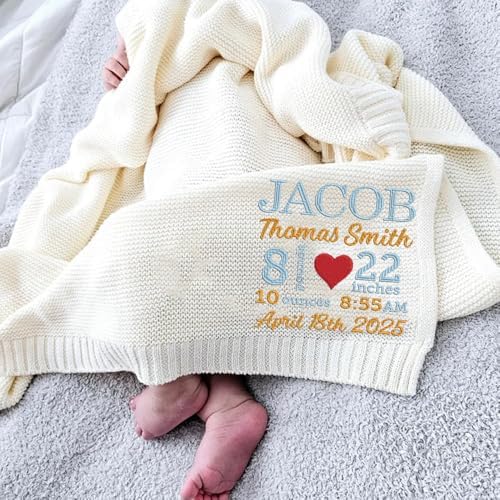 Noni Personalized Baby Blanket with Birth Stats 1