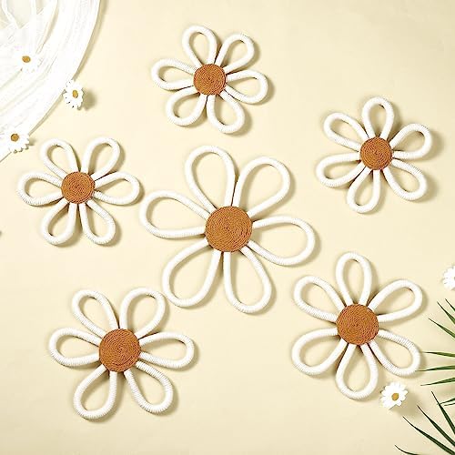 Barydat Boho Wall Hanging Decor Daisy Flower Set 6 Pcs