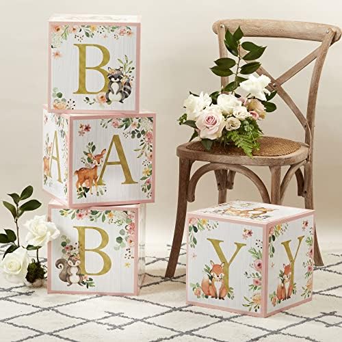 Kate Aspen Pink Woodland Baby Boxes Set of 4