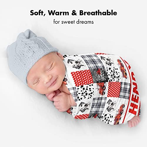 Personalized Baby Fire Truck Blanket with Name 1