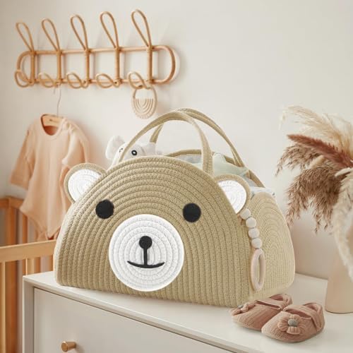 DaperCanly Baby Diaper Caddy Organizer with Bear Design