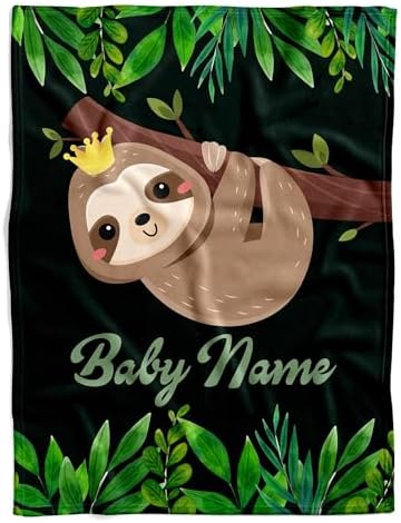 Personalized Sloth Baby Blanket with Custom Name