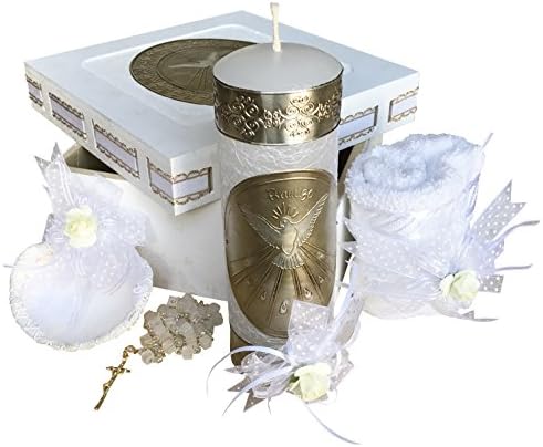 Arcngeles Mexicanos Baptism Candle Set Wooden Box