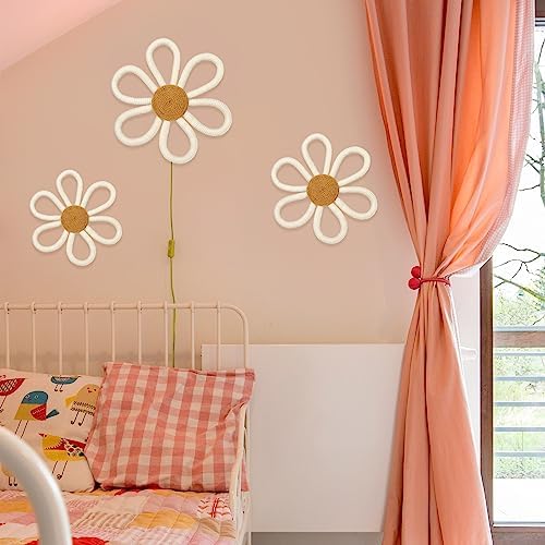 Barydat Boho Wall Hanging Decor Daisy Flower Set 6 Pcs