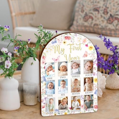 Wildflower Baby First Year Photo Frame Pink
