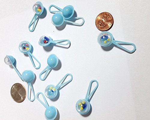 50 Mini Rattles Baby Shower Favors White Decorations