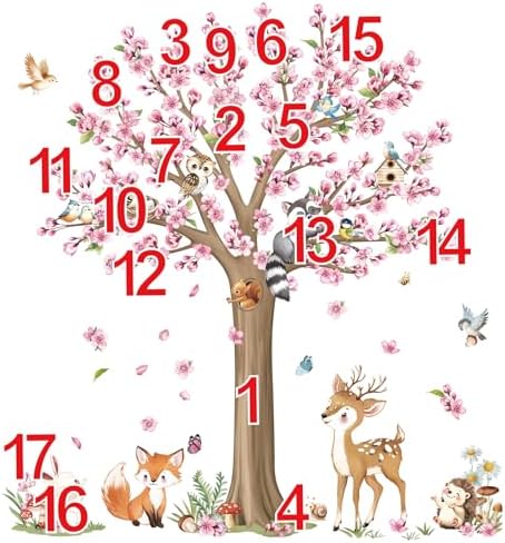 Decalmile Woodland Animals Flower Tree Wall Stickers 1