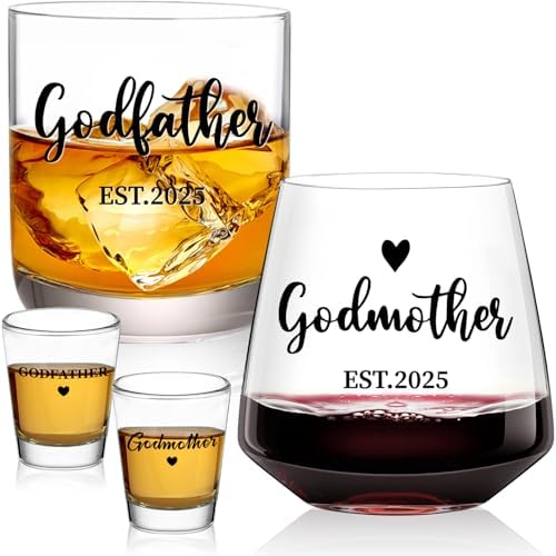 Physkoa Godparents Proposal Glass Set 4 Piece