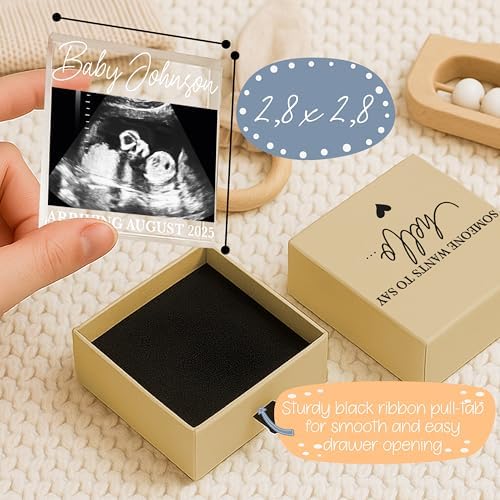 Personalized Pregnancy Keepsake Drawer Box with Ultrasound Frame