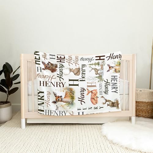 Personalized Deer Baby Blanket with Custom Name