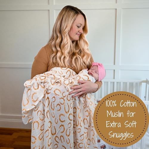 LollyBanks Cowboy Horseshoe Swaddle Blankets 2 Pack