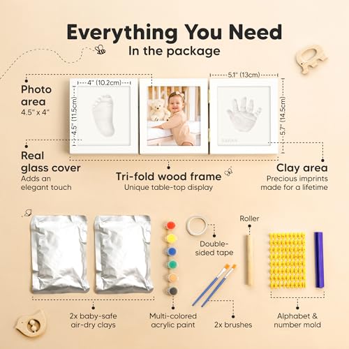 KeaBabies Baby Hand Footprint Kit - Keepsake Photo Frame