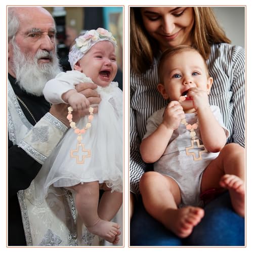 Landical Cross Baptism Silicone Rosary Baby Shower Gift