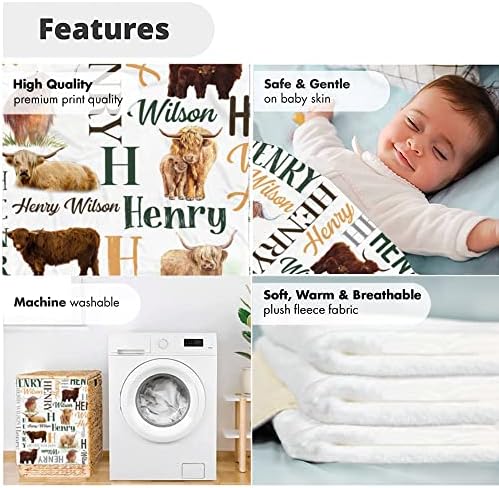 Personalized Cow Print Baby Blanket with Name