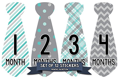 Monthly Baby Milestone Tie Stickers - 12 Pieces
