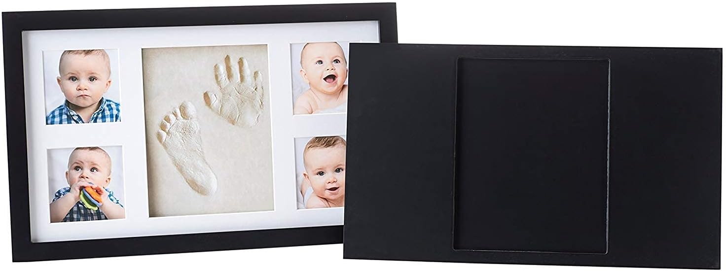Little Hippo Baby Hand Footprint Kit - Inkless Clay Mold Keepsake Frame Personalized Picture