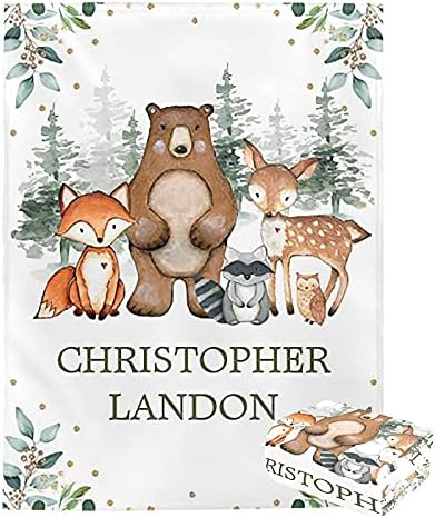 Personalized Baby Blanket with Name and Animals