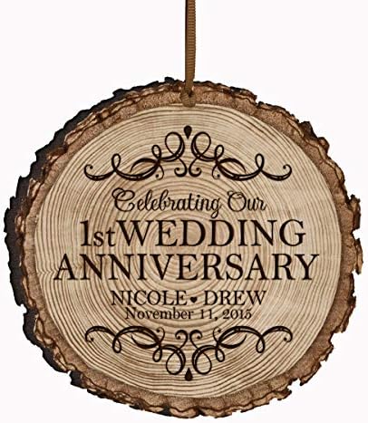 LifeSong Milestones 1st Anniversary Bark Ornament - Personalized Wedding Keepsake