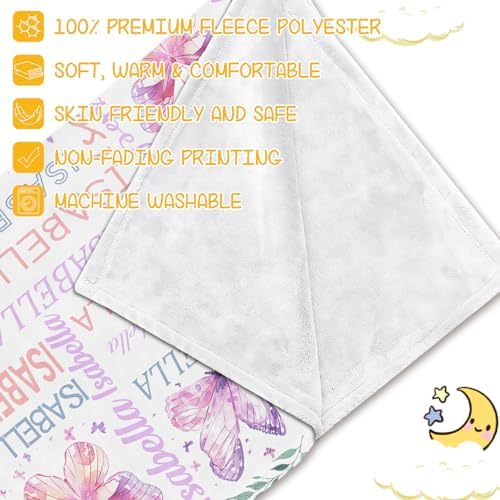 Personalized Baby Blanket with Name Soft Plush Fleece Custom Gift for Baby