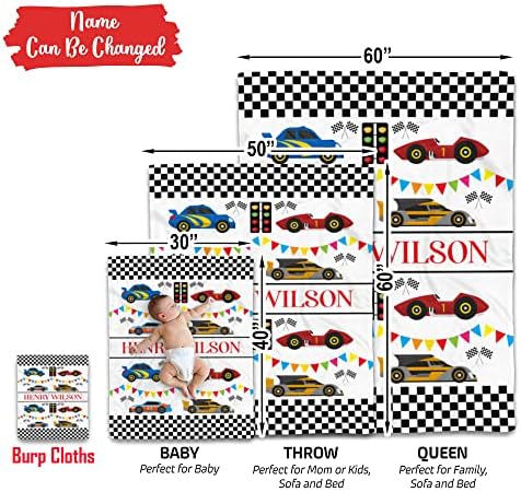 VibeCustom Personalized Race Car Baby Blanket