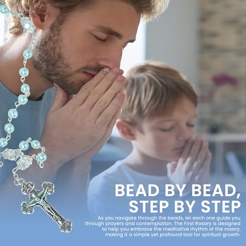 Sweet Treasures Gift - Baptism Rosary for Boys with Ceramic Box and Card