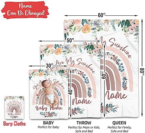 Personalized Rainbow Baby Blanket You Are My Sunshine 1