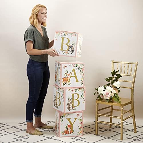 Kate Aspen Pink Woodland Baby Boxes Set of 4