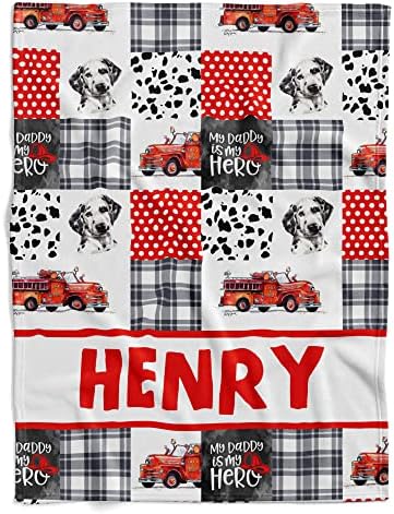 Personalized Baby Fire Truck Blanket with Name 1