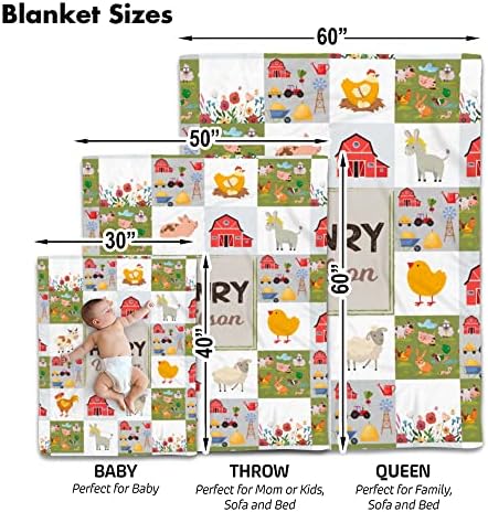 VibeCustom Personalized Farm Animal Baby Blanket