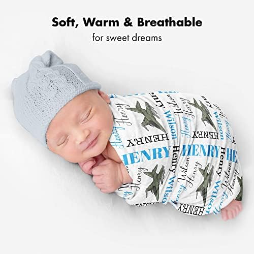 Personalized Military Airplane Baby Blanket with Custom Name