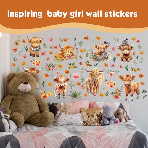Yinder 12 Sheet 78 Pcs Highland Cow Wall Decals 1