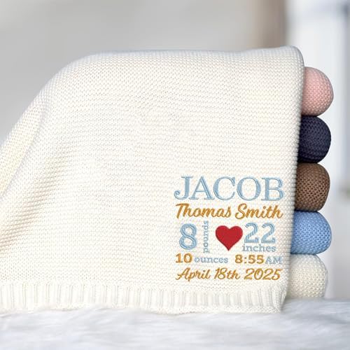 Noni Personalized Baby Blanket with Birth Stats 1