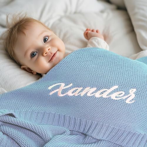 Custom Baby Blanket with Name - Personalized 30x40in Soft Knit Blanket