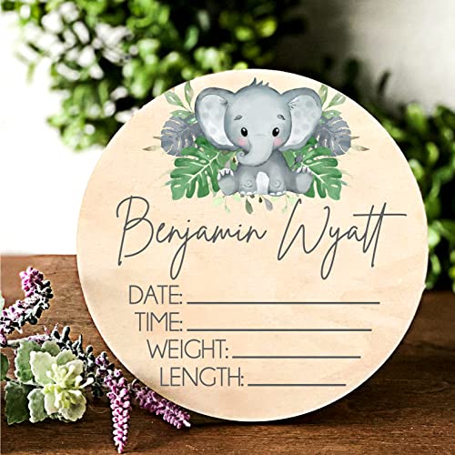 Personalized Jungle Elephant Birth Sign for Baby