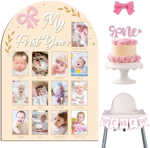 My First Year 3D Coquette Pink Bow Milestone Frame Board