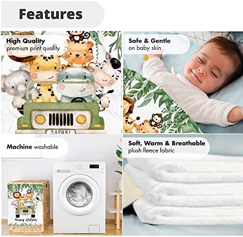 Personalized Safari Baby Blanket with Custom Name