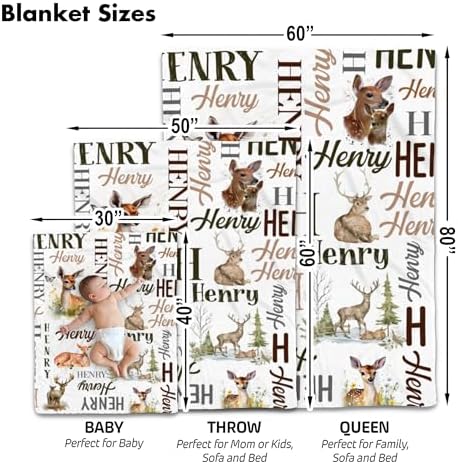 Personalized Deer Baby Blanket with Custom Name