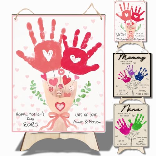 Pink Floral Bouquet Baby Handprint Sign