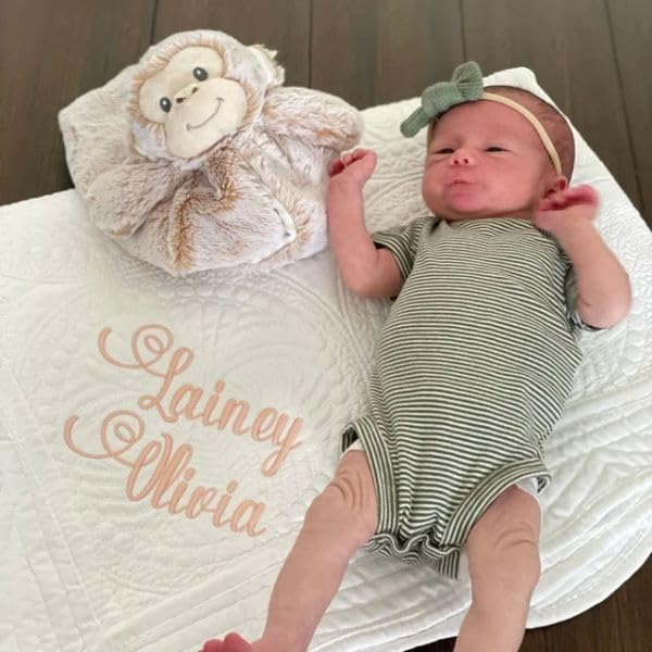Personalized Baby Quilt Blanket with Monogram and Embroidered Name