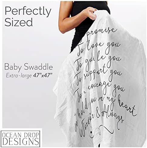 Ocean Drop Designs Muslin Swaddle Blanket - 47x47 Soft Cotton Baby Gift