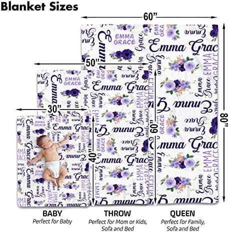 VibeCustom Purple Themed Monogram Baby Blanket