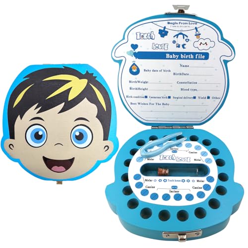 PAMBO Baby Tooth Fairy Box - Wooden Keepsake Storage for Kids